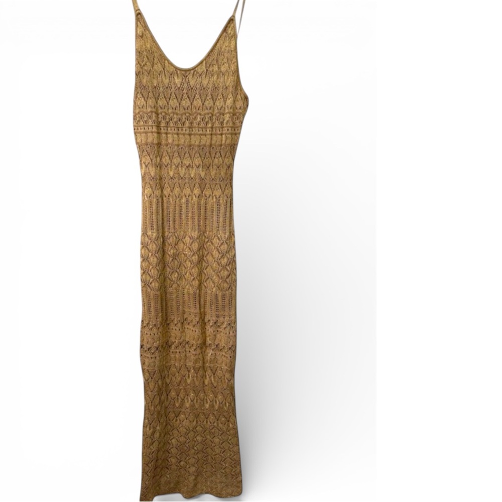 New Torn by Ronny Kobo Bodycon Gold Shimmer Pointelle Dress – Sz L – MSRP $268 - Picture 6 of 6